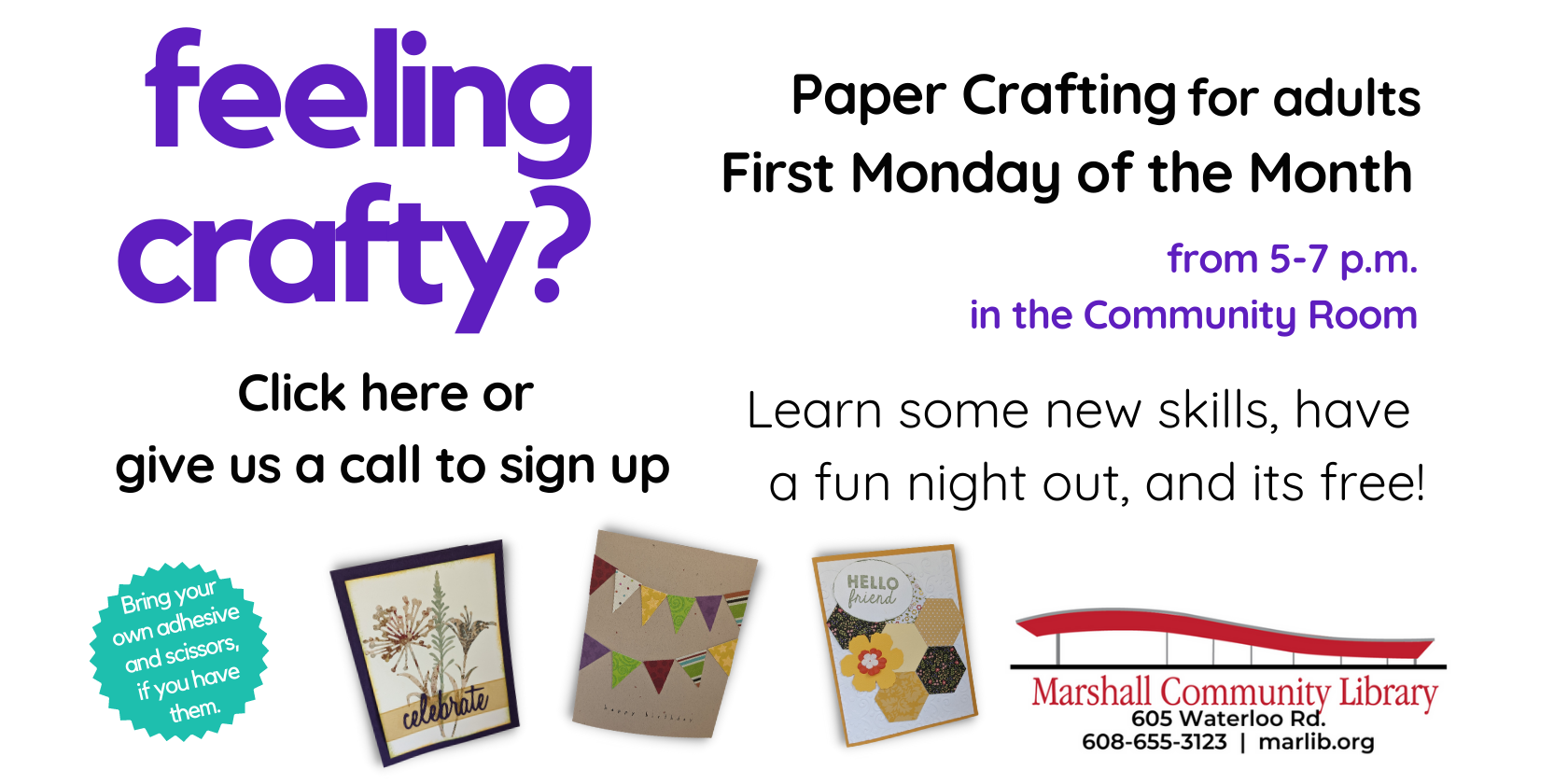Paper craft first Monday at 5
