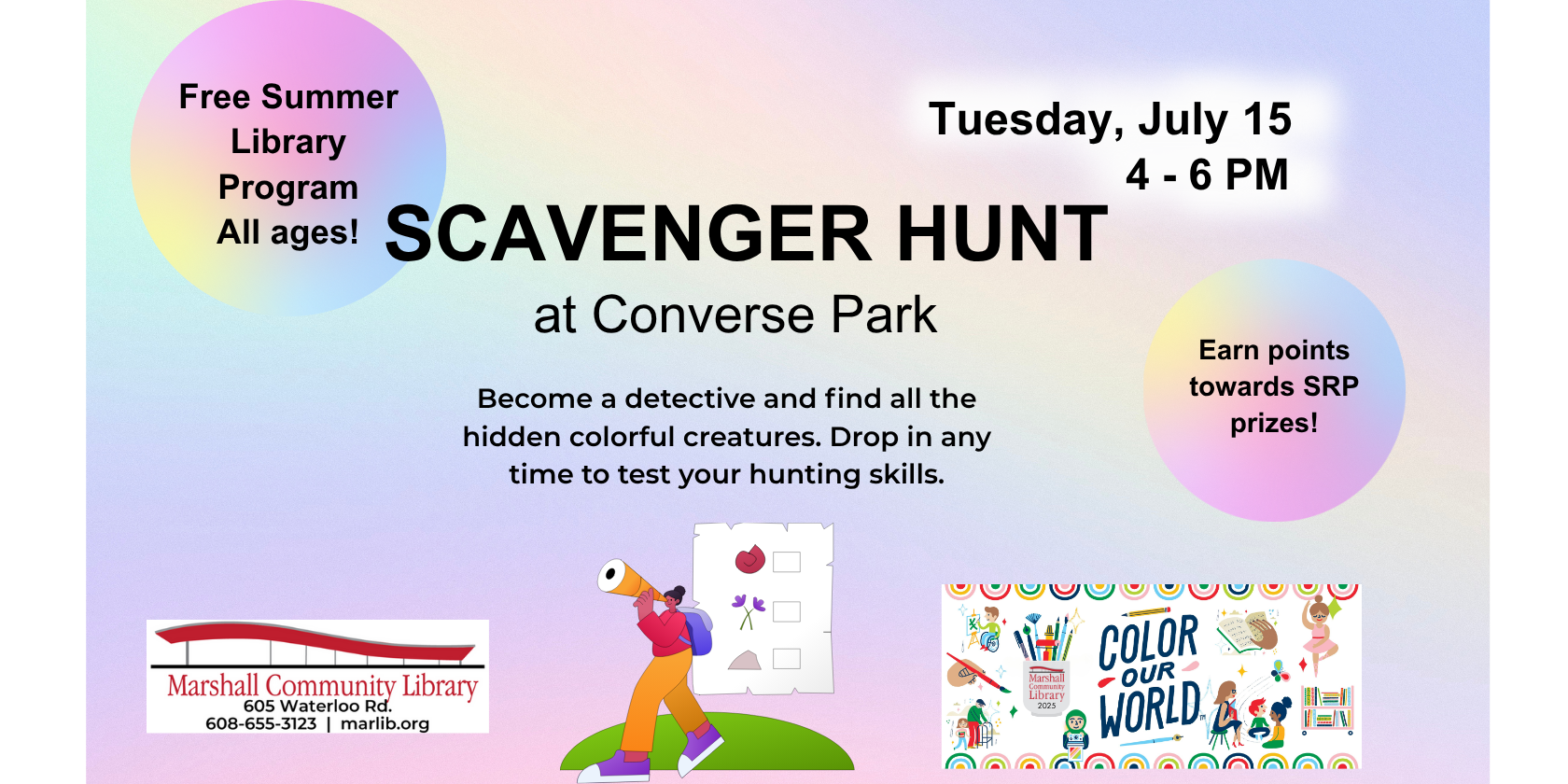 Scavenger Hunt at Converse Park Tuesday July 15th 4-6pm