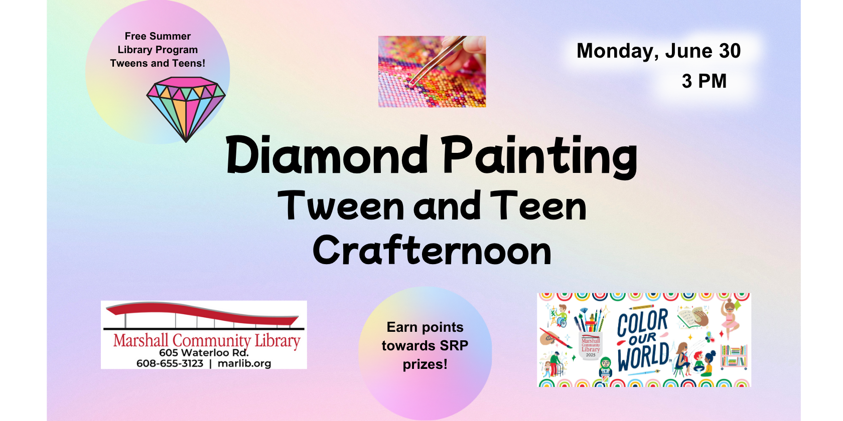 Tween/Teen Crafternoon Diamond Painting Monday, June 30th 3pm